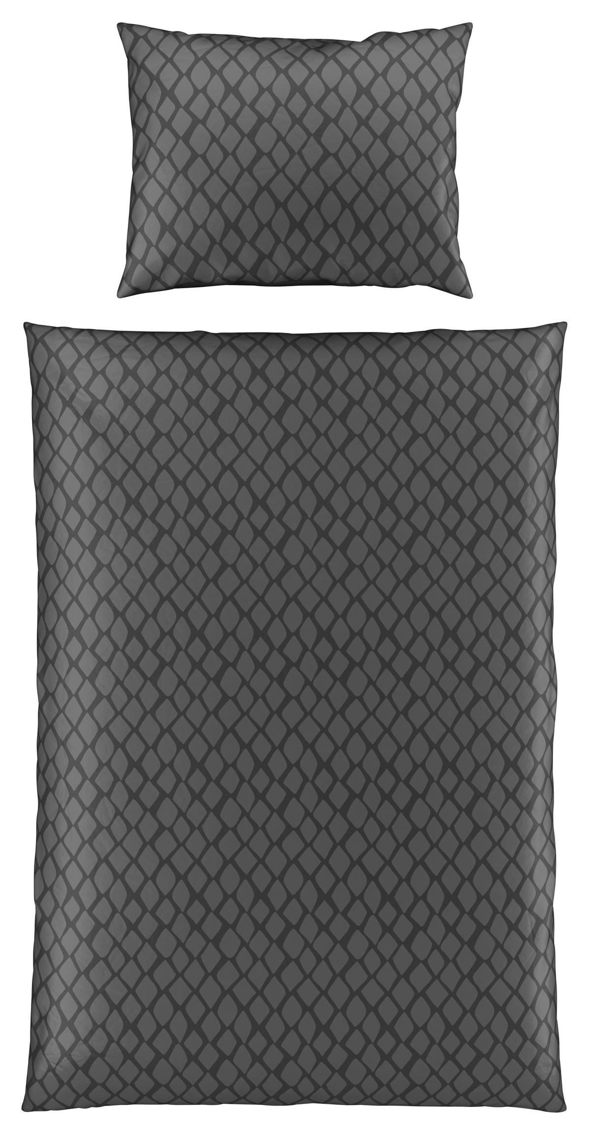 POVLEČENÍ, satén, antracitová, barvy stříbra, 140/200 cm - barvy stříbra/antracitová, Design, textil (140/200cm) - Dieter Knoll