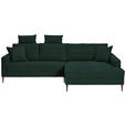ECKSOFA Dunkelgrün Cord  - Dunkelgrün/Schwarz, KONVENTIONELL, Textil/Metall (276/173cm) - Carryhome