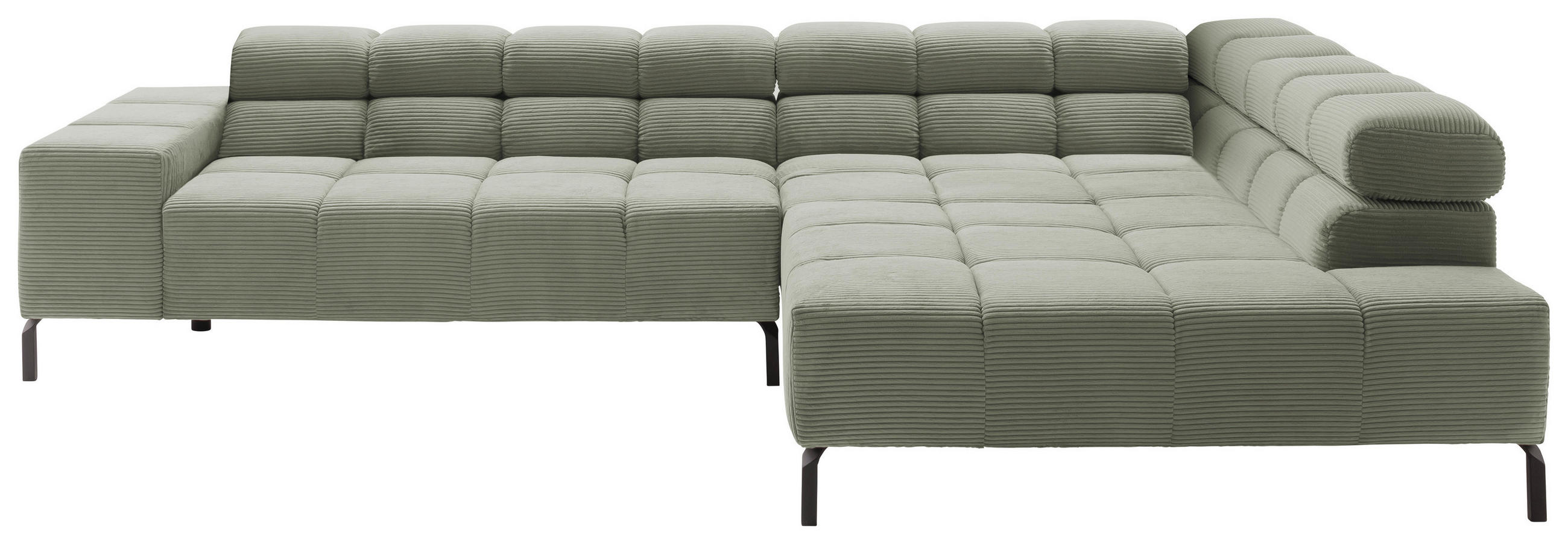ECKSOFA Dunkelgrün Cord  - Dunkelgrün/Schwarz, Design, Textil/Metall (321/216cm) - Hom`in
