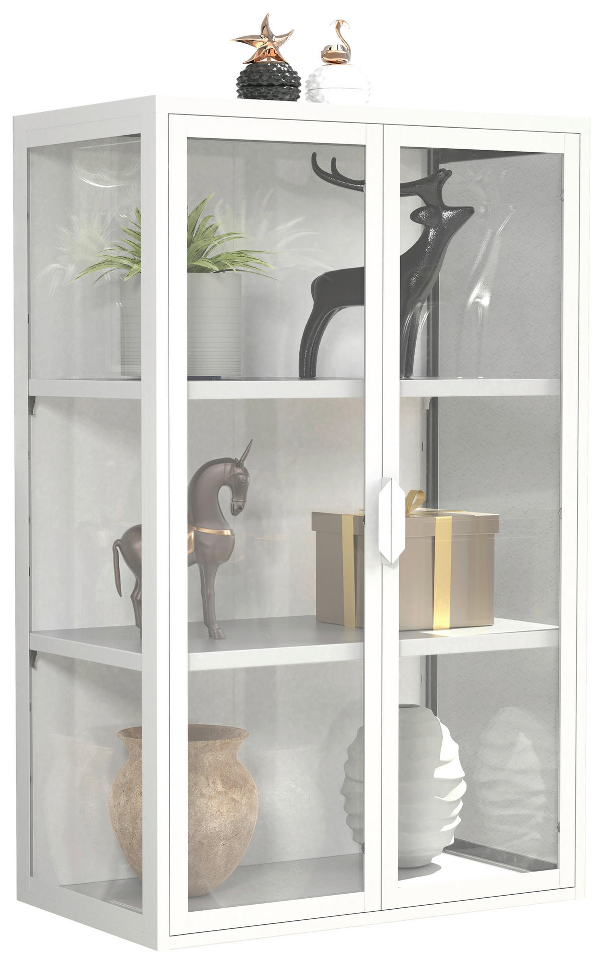 HÄNGEVITRINE in Weiss  - Weiss/Transparent, Design, Glas/Metall (60/95/35cm) - MID.YOU