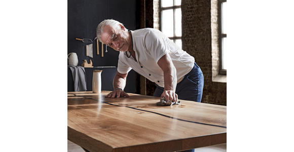 ESSTISCH in Holz 220/100/76 cm  - Eichefarben/Schwarz, Design, Holz/Metall (220/100/76cm) - Linea Natura