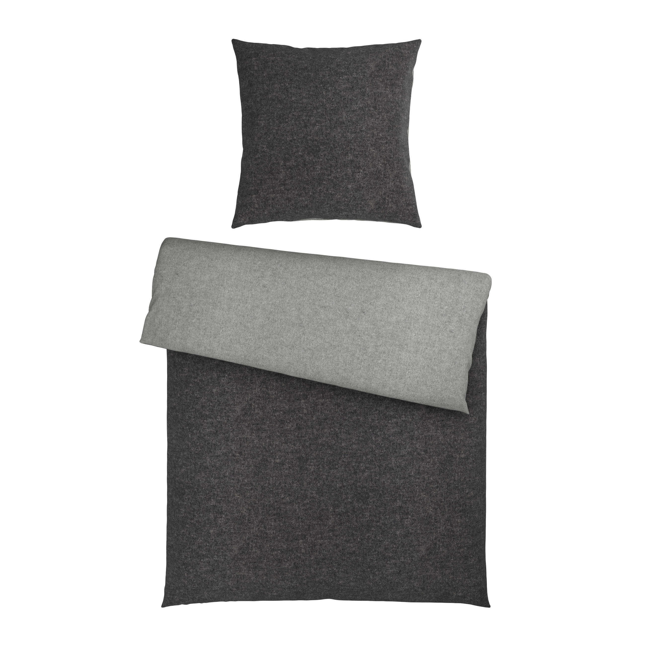 WENDEBETTWÄSCHE 2-teilig Flanell 135/200 cm  - Anthrazit, Basics, Textil (135/200cm) - Novel