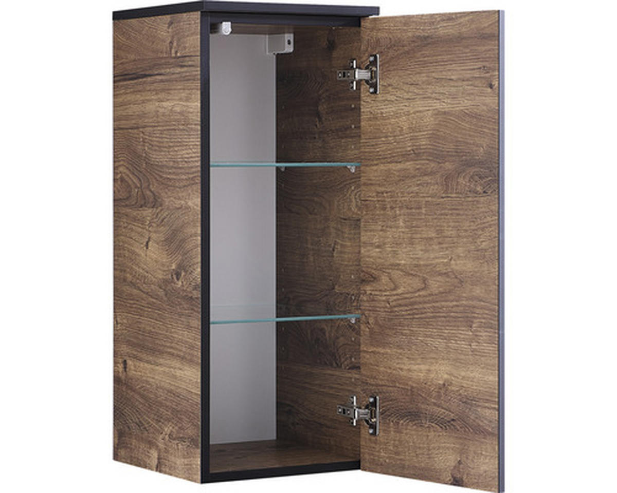 HÄNGESCHRANK 30/72/33 cm  - Eiche dunkel/Schwarz, Design, Glas/Holzwerkstoff (30/72/33cm) - Xora