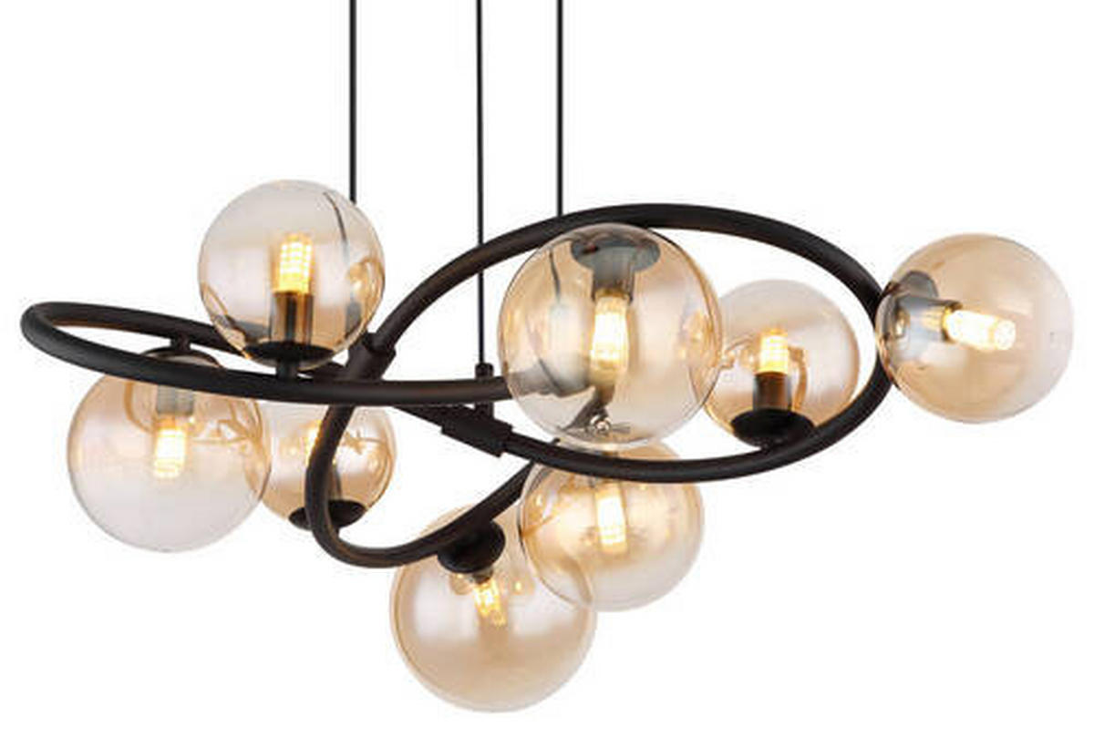 HÄNGELEUCHTE 65/120 cm    - Klar/Schwarz, Design, Glas/Metall (65/120cm) - Globo