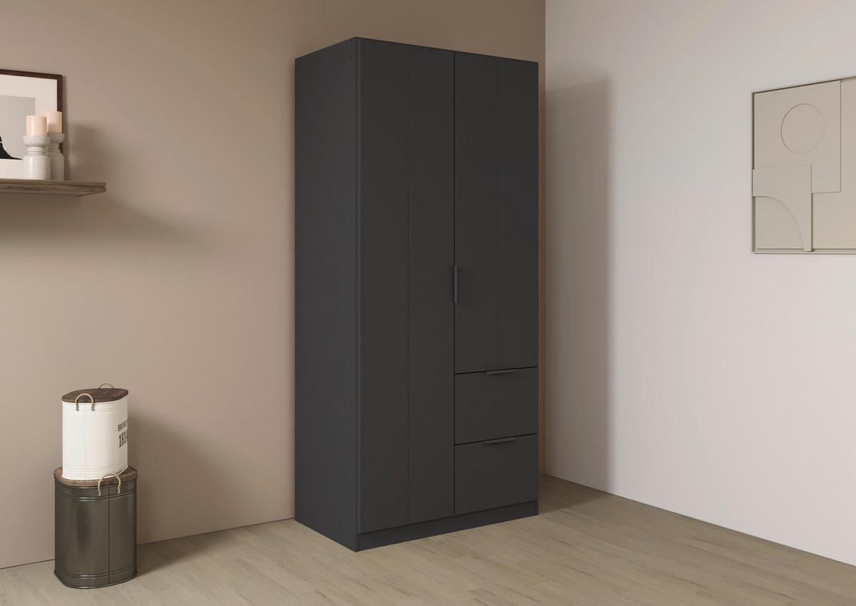 GARDEROB MED GÅNGJÄRN 91/197/54 cm 2-dörrar - grå, Modern, metall/trämaterial (91/197/54cm) - Rauch Möbel