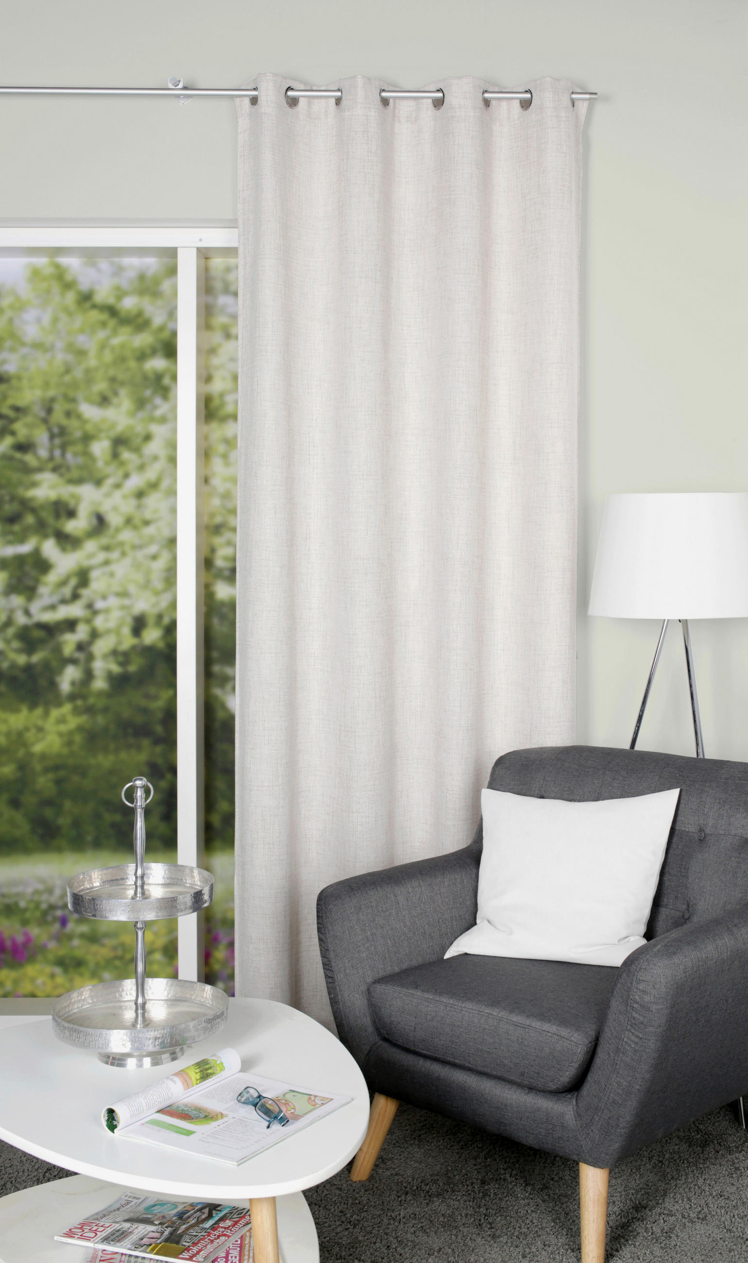 ÖSENSCHAL blickdicht 140/175 cm   - Creme, Basics, Textil (140/175cm)