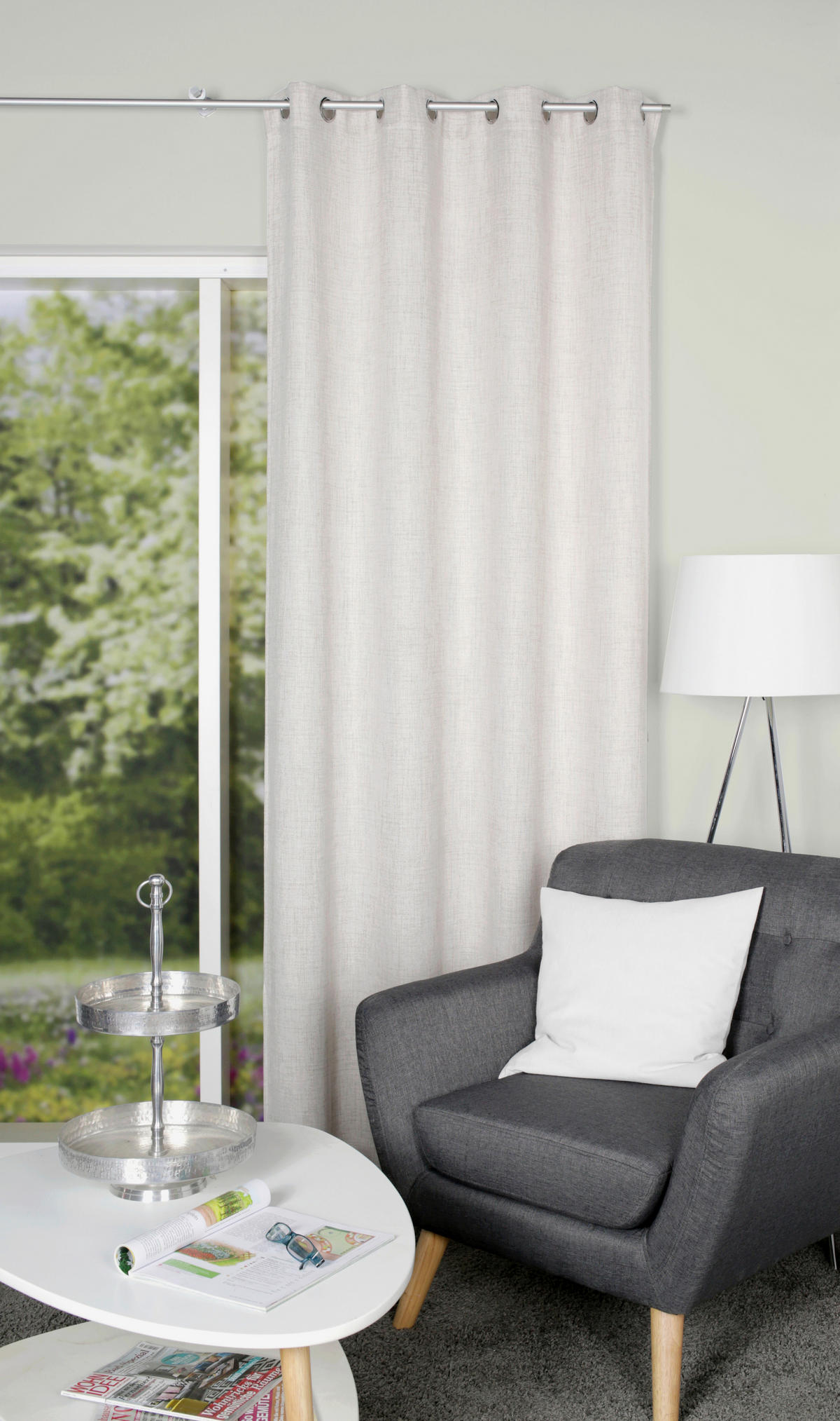 ÖSENSCHAL blickdicht 140/225 cm   - Creme, Basics, Textil (140/225cm)
