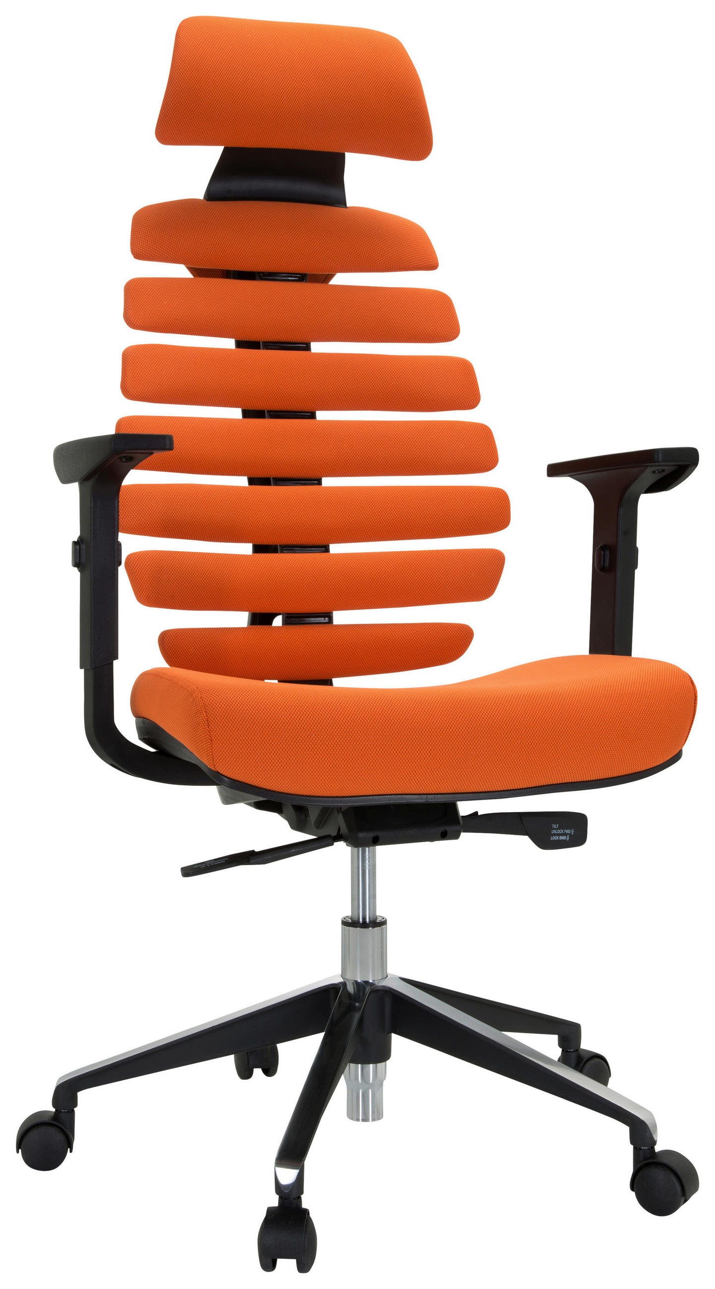 DREHSTUHL Flachgewebe Orange, Schwarz  - Alufarben/Schwarz, MODERN, Kunststoff/Textil (65/131/53cm) - MID.YOU