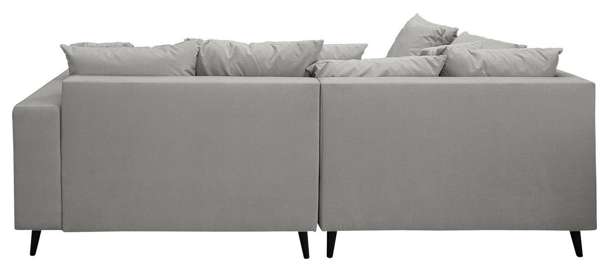 Ecksofa inkl. Hocker in Mikrofaser Grau  - Schwarz/Grau, Design, Holz/Textil (174/247cm) - MID.YOU