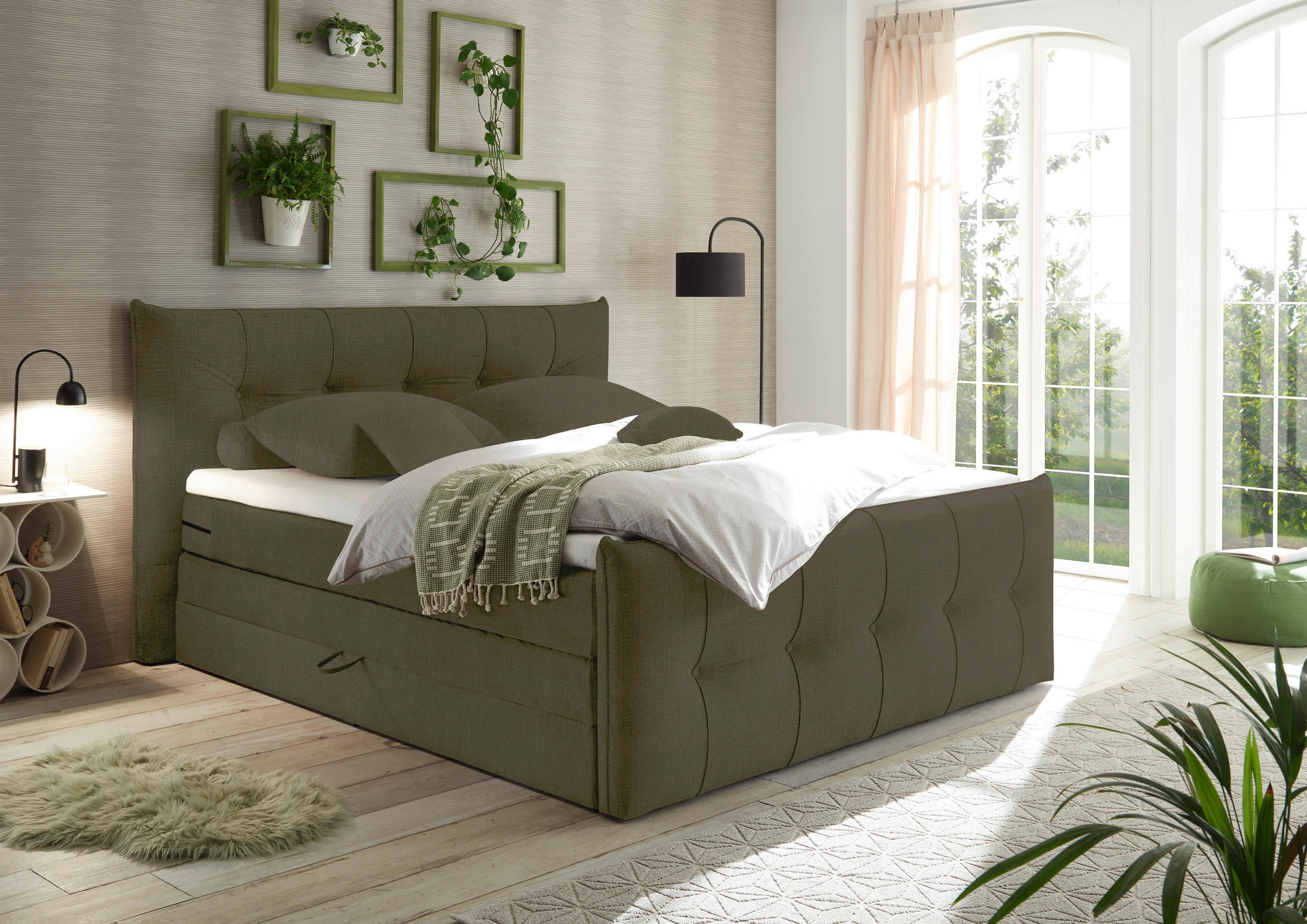 BOXSPRINGBETT 180/200 cm  in Schlammfarben  - Schlammfarben/Schwarz, Basics, Holzwerkstoff/Kunststoff (180/200cm) - Esposa