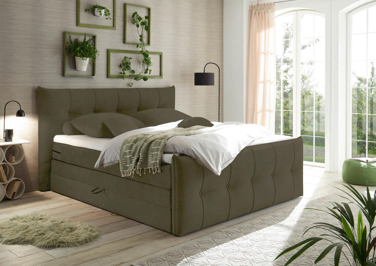 BOXSPRINGBETT 180/200 cm  in Schlammfarben  - Schlammfarben/Schwarz, Basics, Holzwerkstoff/Kunststoff (180/200cm) - Esposa