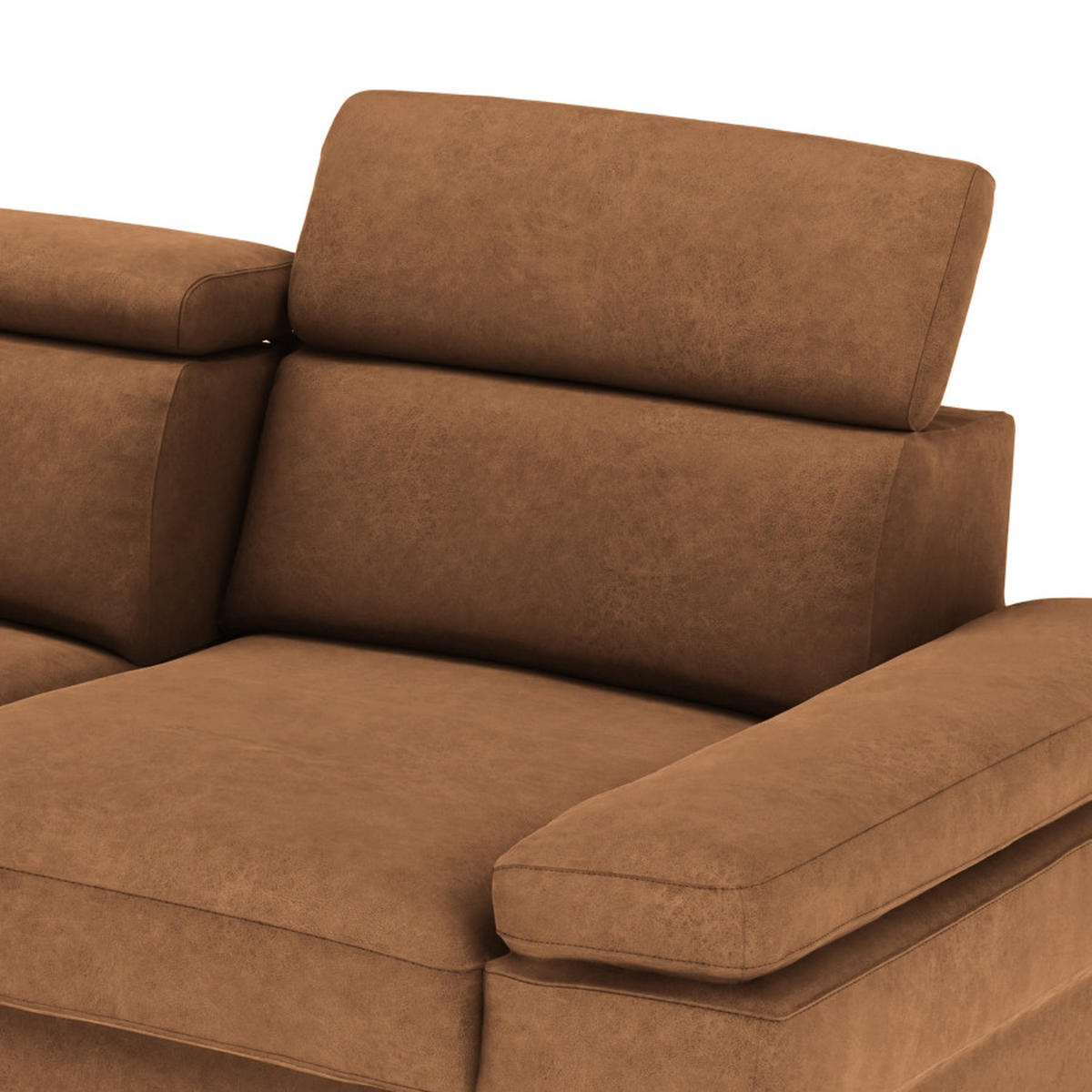 ECKSOFA in Mikrofaser Braun  - Silberfarben/Braun, Konventionell, Textil/Metall (259/82/182cm) - Trendmanufaktur