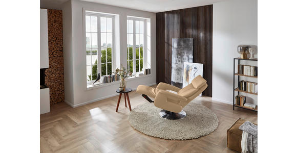 RELAXSESSEL in Leder Hellbraun - Hellbraun/Edelstahlfarben, Design, Leder/Metall (78/112/85cm) - Cantus