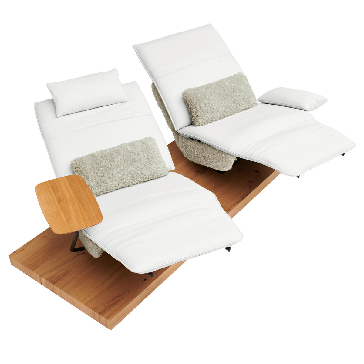 2-SITZER-SOFA Hochflor Echtleder Weiss  - Weiss/Schwarz, Design, Leder/Holz (240/65/104cm) - Koinor