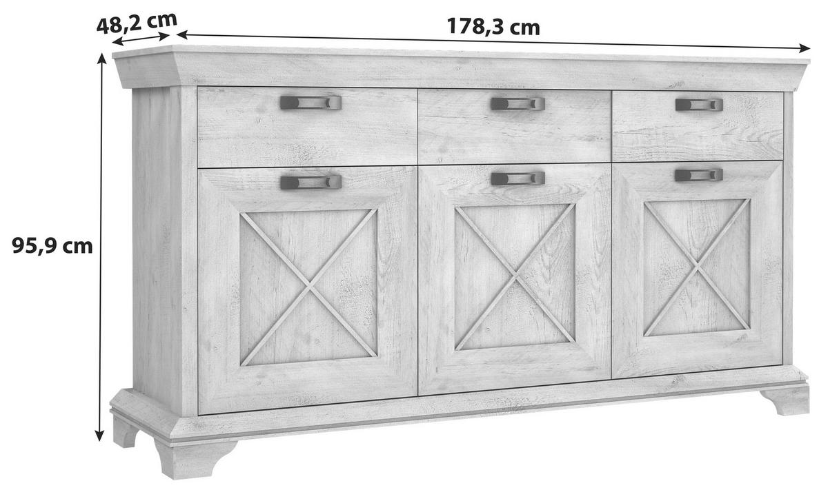 SIDEBOARD  in 178,3/95,9/48,2 cm  - Silberfarben/Weiß, ROMANTIK / LANDHAUS, Holzwerkstoff/Kunststoff (178,3/95,9/48,2cm) - MID.YOU
