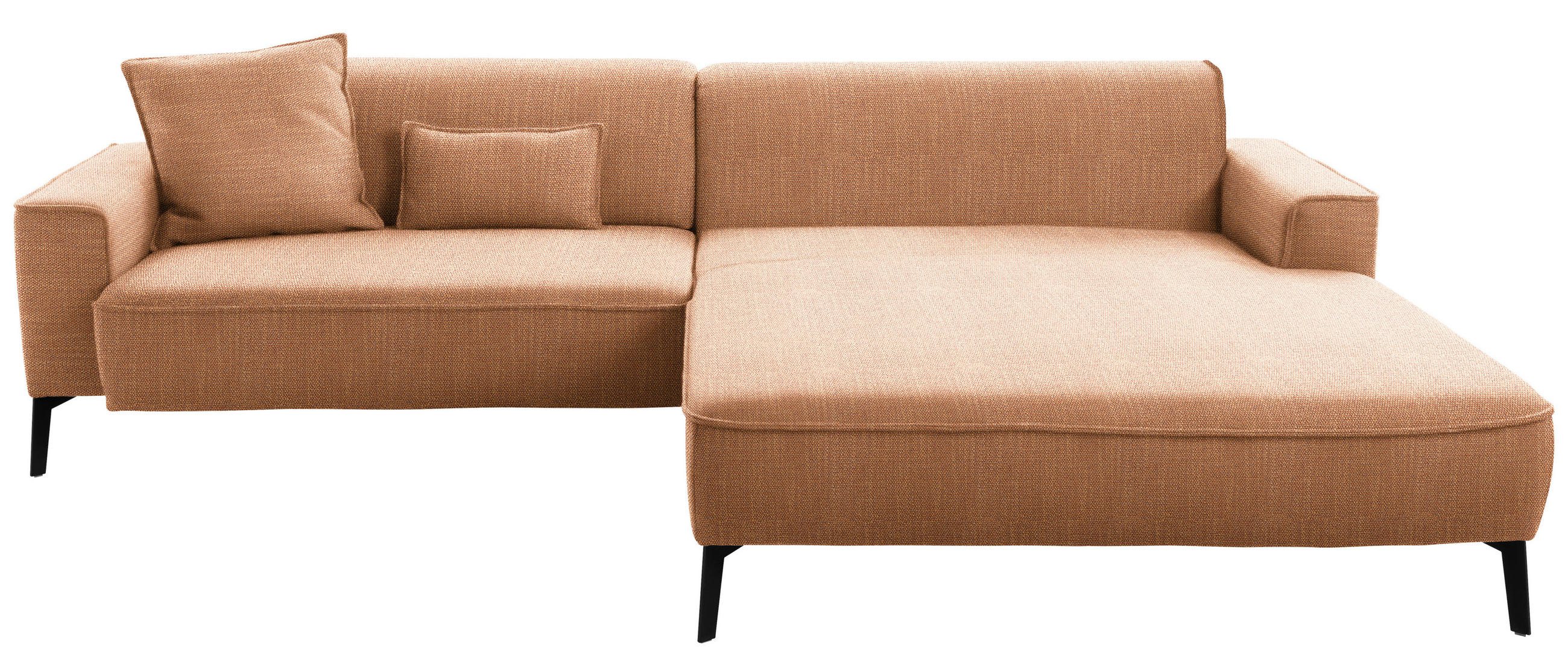ECKSOFA in Flachgewebe Rostfarben  285/190 cm  - Rostfarben/Schwarz, Design, Textil/Metall (285/190cm) - Johann Jakob