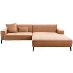 ECKSOFA in Flachgewebe Rostfarben  285/190 cm  - Rostfarben/Schwarz, Design, Textil/Metall (285/190cm) - Johann Jakob