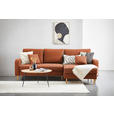 ECKSOFA in Flachgewebe Rostfarben - Rostfarben/Eiche Wotan, KONVENTIONELL, Holz/Textil (255/157cm) - Carryhome