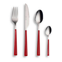 BESTECKSET 24-teilig Edelstahl  - Rot/Silberfarben, Basics, Kunststoff/Metall - Echtwerk