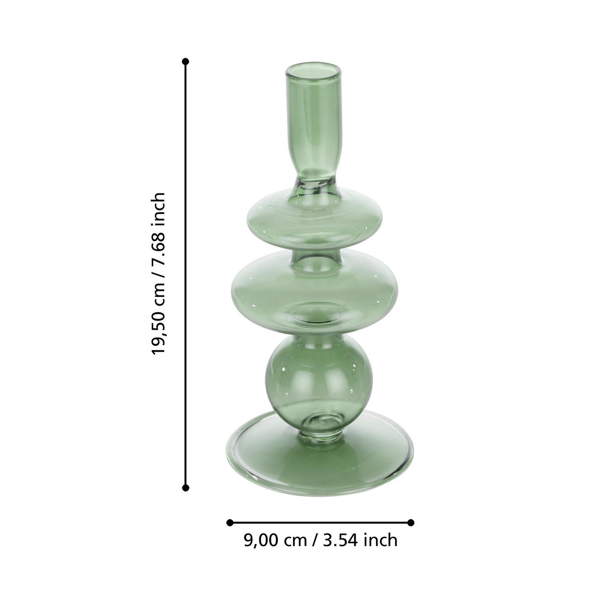 STABKERZENHALTER - Grün, LIFESTYLE, Glas (9/19.5cm)