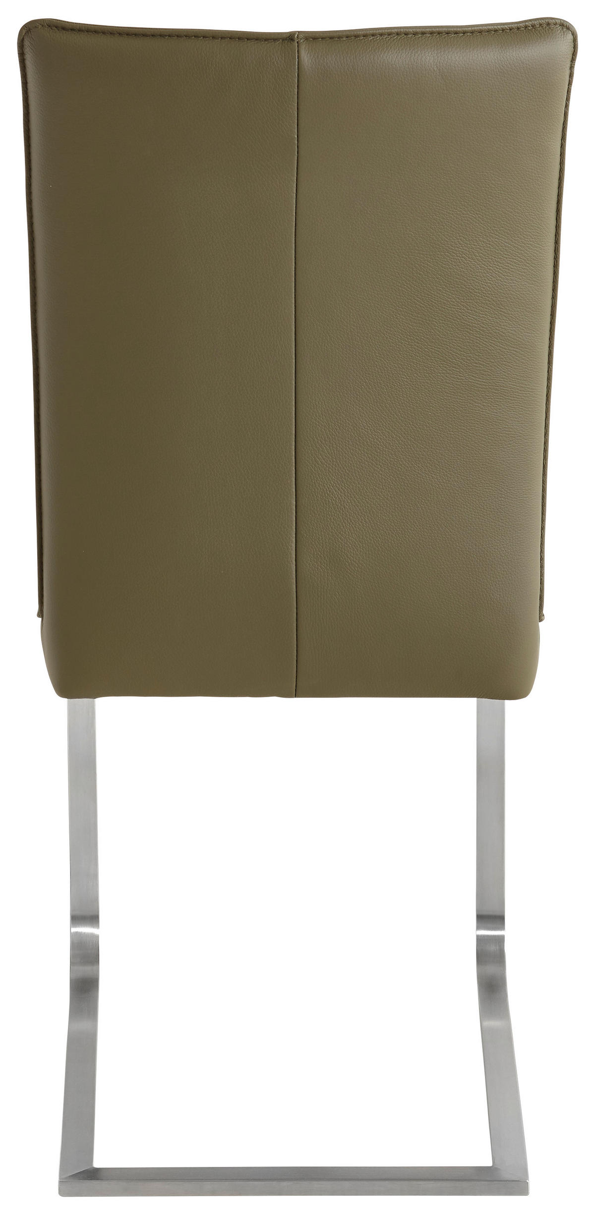 SCHWINGSTUHL  in Edelstahl Echtleder pigmentiert  - Edelstahlfarben/Grün, Design, Leder/Metall (47/99/62cm) - Moderano