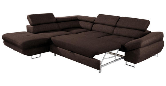 ECKSOFA in Webstoff Dunkelbraun  - Dunkelbraun, Design, Textil/Metall (235/280cm) - Hom`in