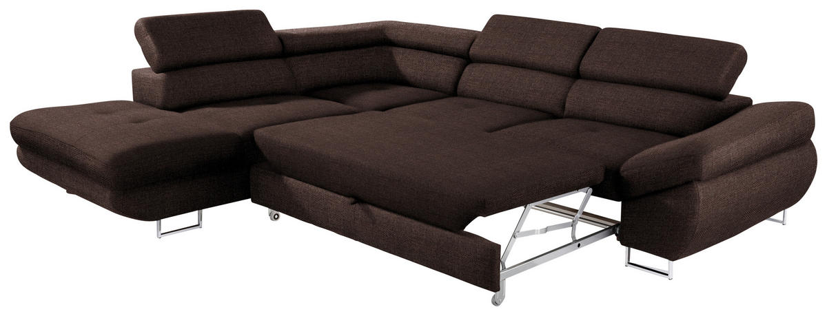 ECKSOFA in Webstoff Dunkelbraun  - Dunkelbraun, Design, Textil/Metall (235/280cm) - Hom`in