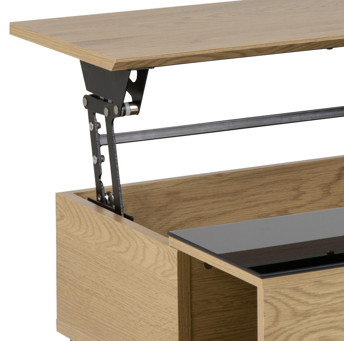 DOHÁNYZÓASZTAL fém, Üveg, faalapú anyag 110/60/35 cm   - fekete/tölgyfa, Design, faalapú anyag/Üveg (110/60/35cm) - Livetastic