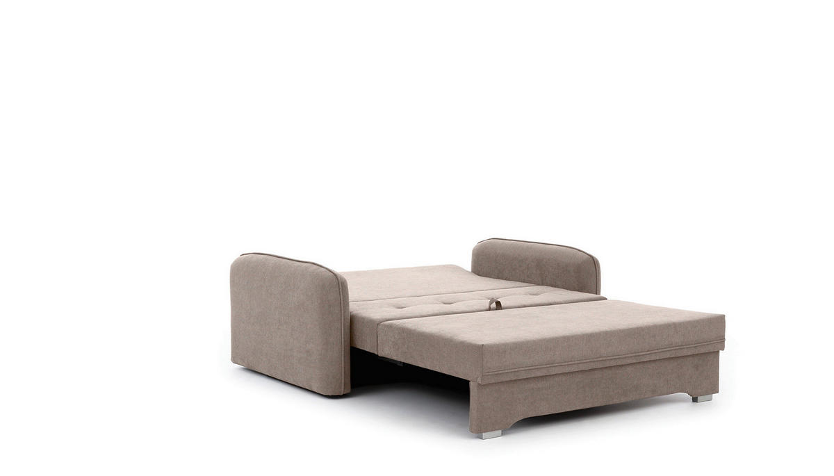 SCHLAFSOFA in Textil Hellbraun  - Hellbraun/Silberfarben, Design, Kunststoff/Textil (155/105/75cm) - MID.YOU