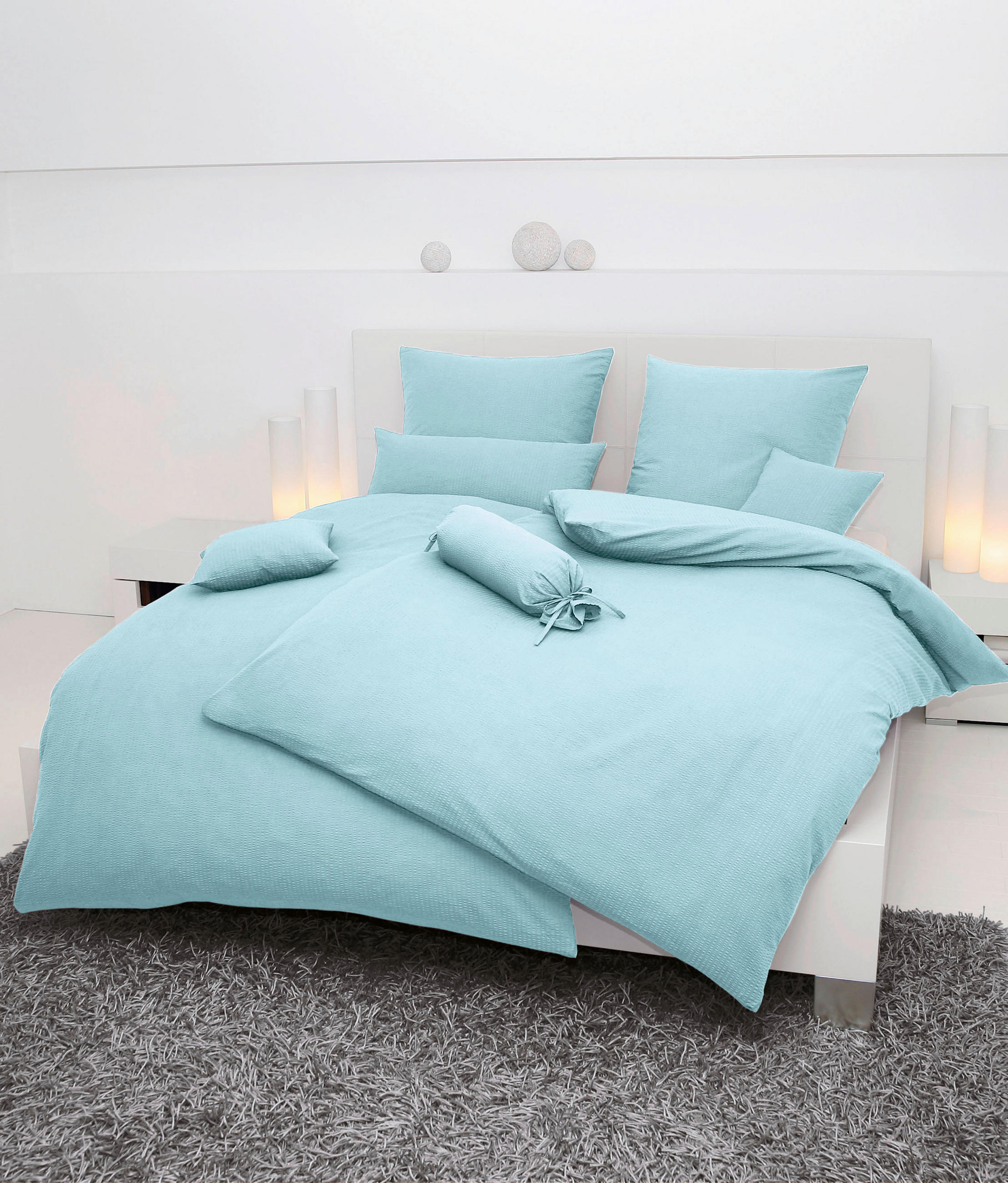 BETTWÄSCHE Seersucker 200/200 cm  - Blau, Basics, Textil (200/200cm) - Janine