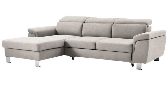 ECKSOFA inkl. Funktionen Ecru Webstoff  - Ecru/Silberfarben, Design, Textil/Metall (167/250cm) - Xora