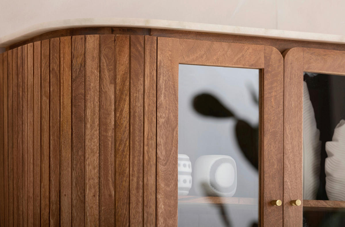 SCHRANK - Braun, Design, Holz/Stein (100/145/42cm) - Kare-Design