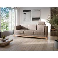 3-SITZER-SOFA in Flachgewebe Taupe  - Taupe/Eichefarben, Konventionell, Holz/Textil (213/84/93cm) - Sit & More