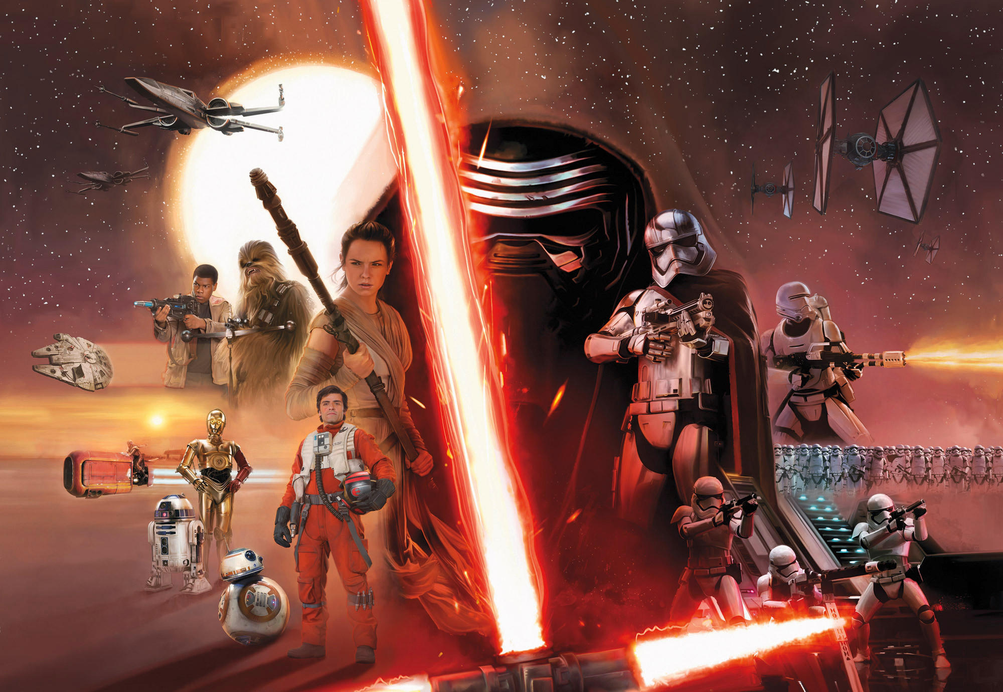 FOTOTAPETE Star Wars  - Rot/Grau, LIFESTYLE, Papier (368/254cm) - Disney