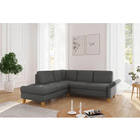 ECKSOFA ROCHELLE E Dunkelgrau Flachgewebe  - Eichefarben/Dunkelgrau, KONVENTIONELL, Holz/Textil (216/240cm) - Sit & More