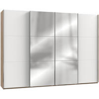 GARDEROB MED SKJUTDÖRRAR 300/216/65 cm 4-dörrar - vit/kromfärg, Modern, trämaterial (300/216/65cm) - MID.YOU