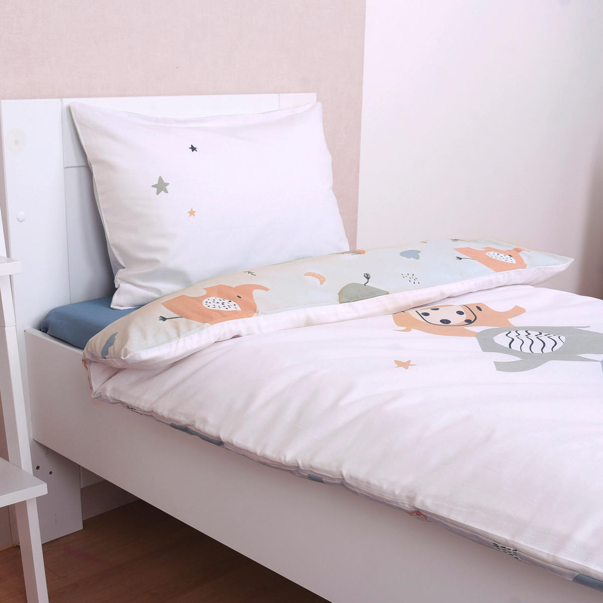 BABYBETTWÄSCHE 100/135 cm  - Hellgrau/Weiß, Basics, Textil (100/135cm) - Herding