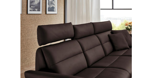 ECKSOFA in Echtleder Dunkelbraun  300/157 cm  - Dunkelbraun/Schwarz, Design, Leder/Metall (300/157cm) - Dieter Knoll