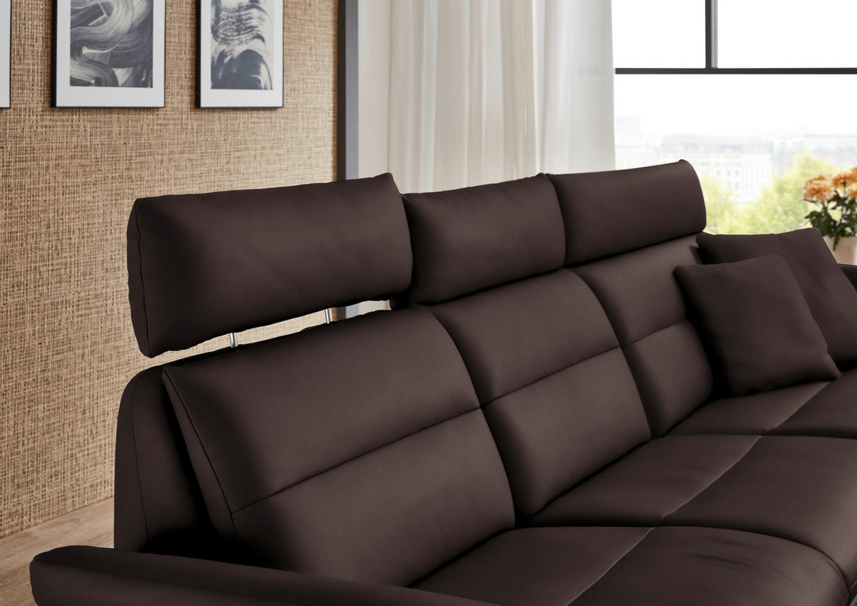 ECKSOFA in Echtleder Dunkelbraun  - Dunkelbraun/Schwarz, Design, Leder/Metall (300/157cm) - Dieter Knoll