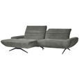 ECKSOFA  in Teddystoff Grau  170-195/280 cm  - Schwarz/Braun, Design, Textil/Metall (170-195/280cm) - Dieter Knoll