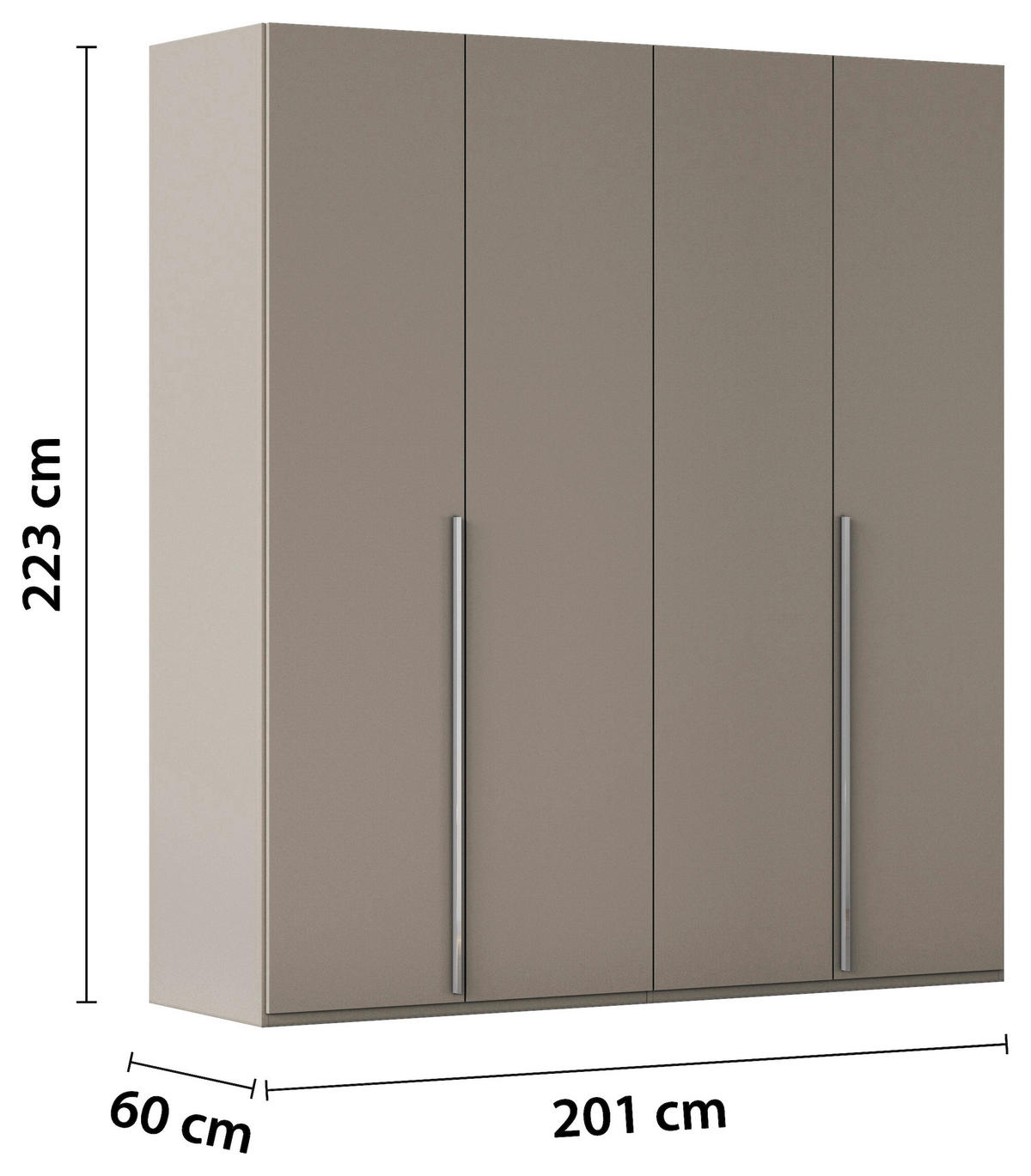 DREHTÜRENSCHRANK 201/223/60 cm 4-türig Fango  - Chromfarben/Fango, Design, Holzwerkstoff/Metall (201/223/60cm) - home24
