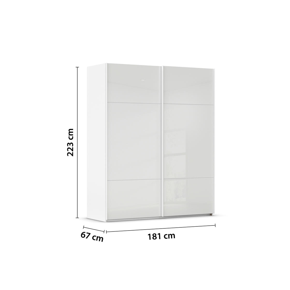 SCHWEBETÜRENSCHRANK 181/223/67 cm 2-türig Weiß  - Weiß, KONVENTIONELL, Glas/Holzwerkstoff (181/223/67cm) - Novel