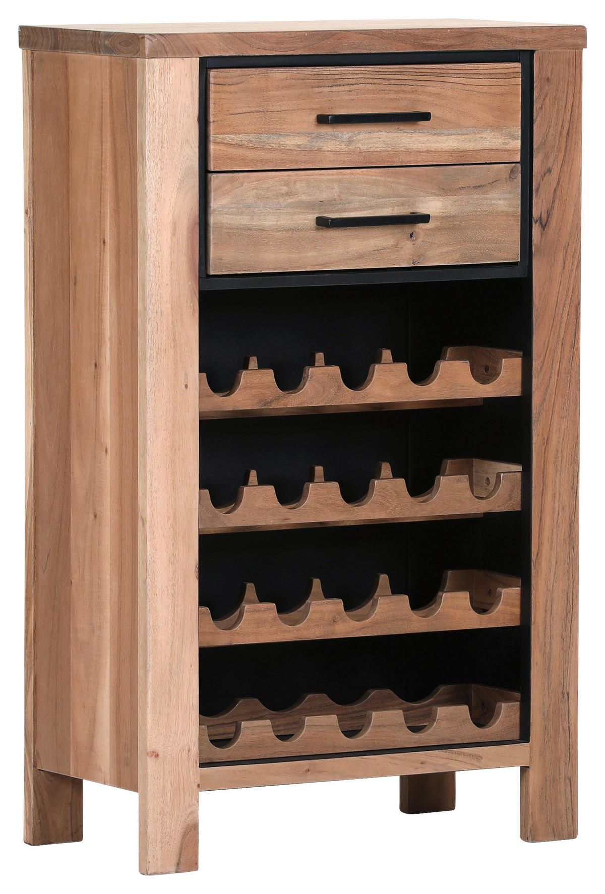 WEINREGAL   - Schwarz/Akaziefarben, LIFESTYLE, Holz/Metall (65/105/35cm) - Landscape