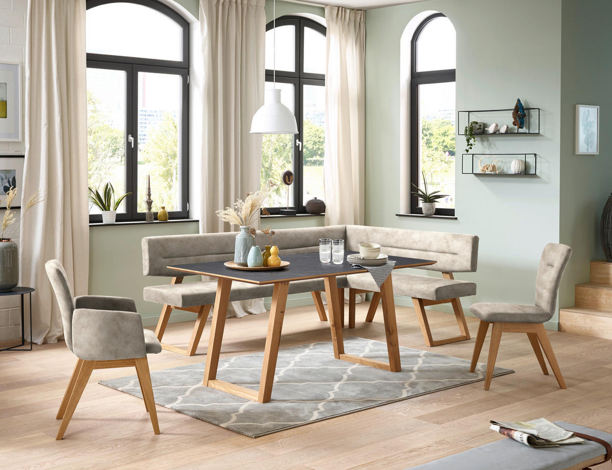ECKBANK 215/155 cm  in Naturfarben  - Eichefarben/Naturfarben, KONVENTIONELL, Holz/Textil (215/155cm) - Dieter Knoll