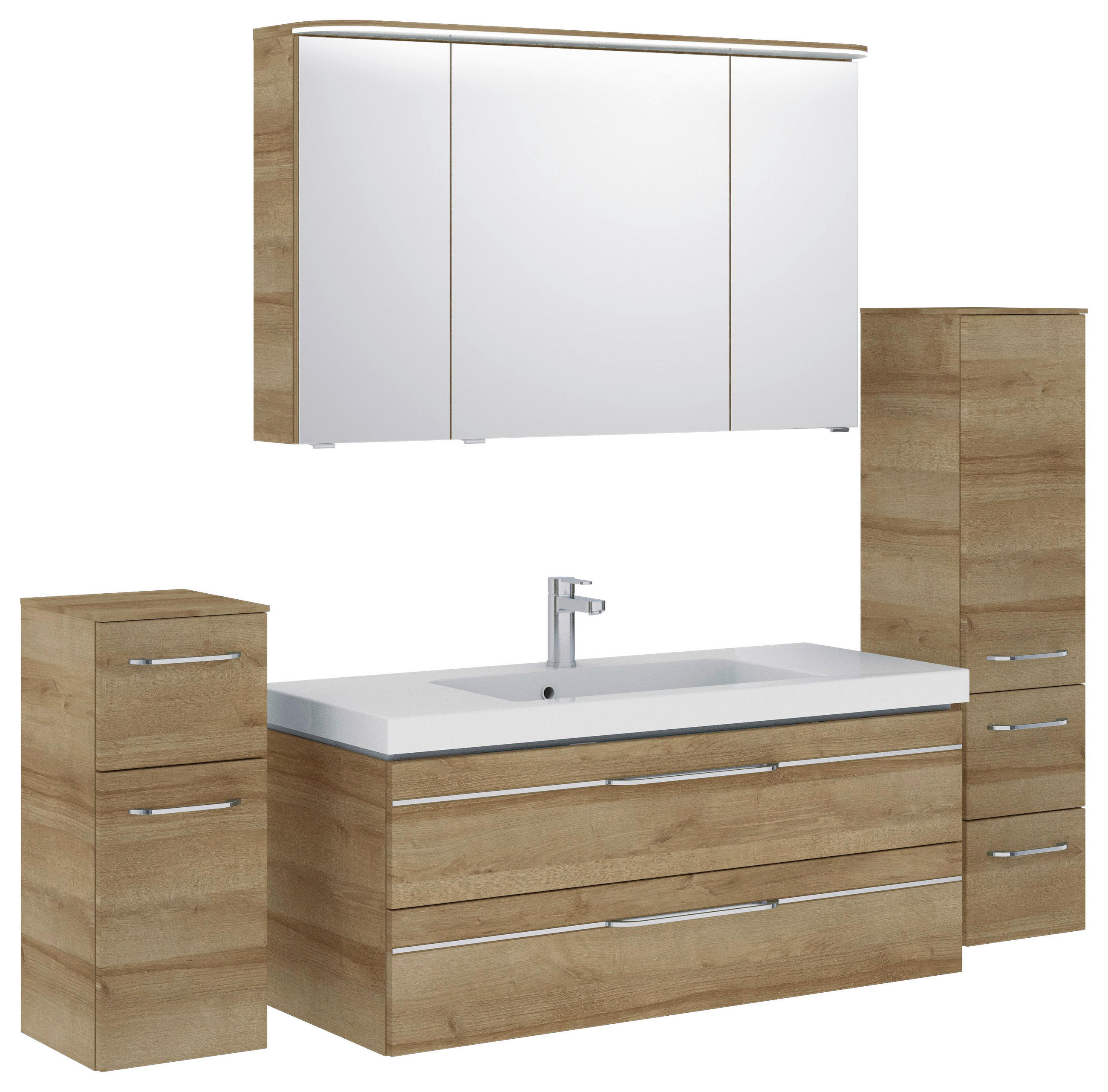 BADEZIMMER 5-teilig in 183 cm - Chromfarben/Eichefarben, KONVENTIONELL, Glas/Holzwerkstoff (183cm) - Pelipal