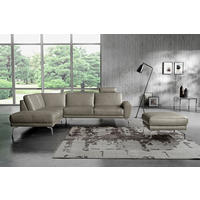 HOCKER Echtleder Grau  - Chromfarben/Grau, Design, Leder/Metall (96/45/80cm) - Livetastic