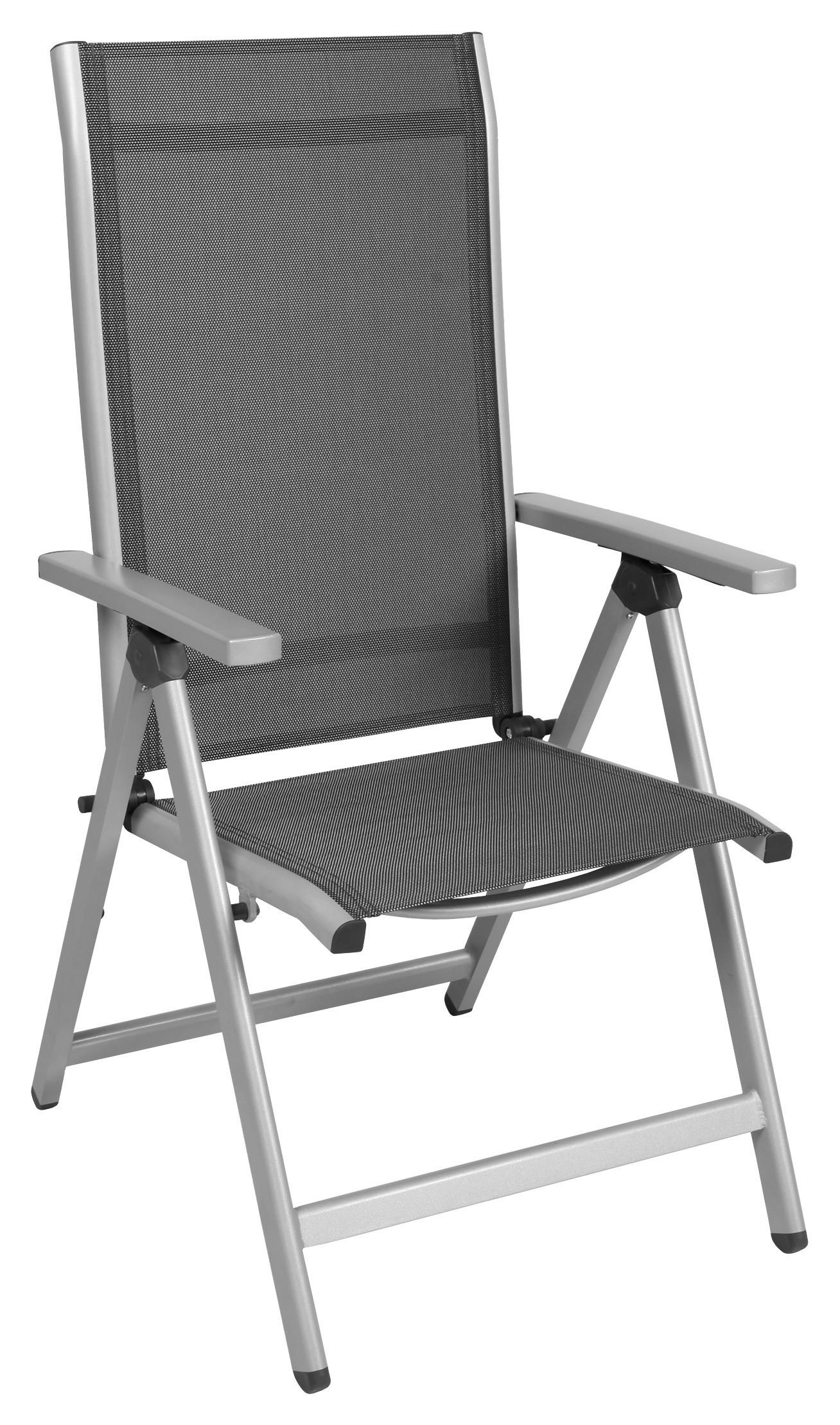 GARTENKLAPPSESSEL in Metall, Kunststoff, Textil Grau, Silberfarben  - Silberfarben/Grau, MODERN, Kunststoff/Textil (58/110/67cm) - Ambia Garden