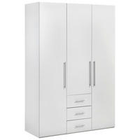 GARDEROB MED GÅNGJÄRN 146,6/218,6/59,5 cm 3-dörrar - vit/aluminiumfärg, Klassisk, metall/trämaterial (146,6/218,6/59,5cm) - Best Price