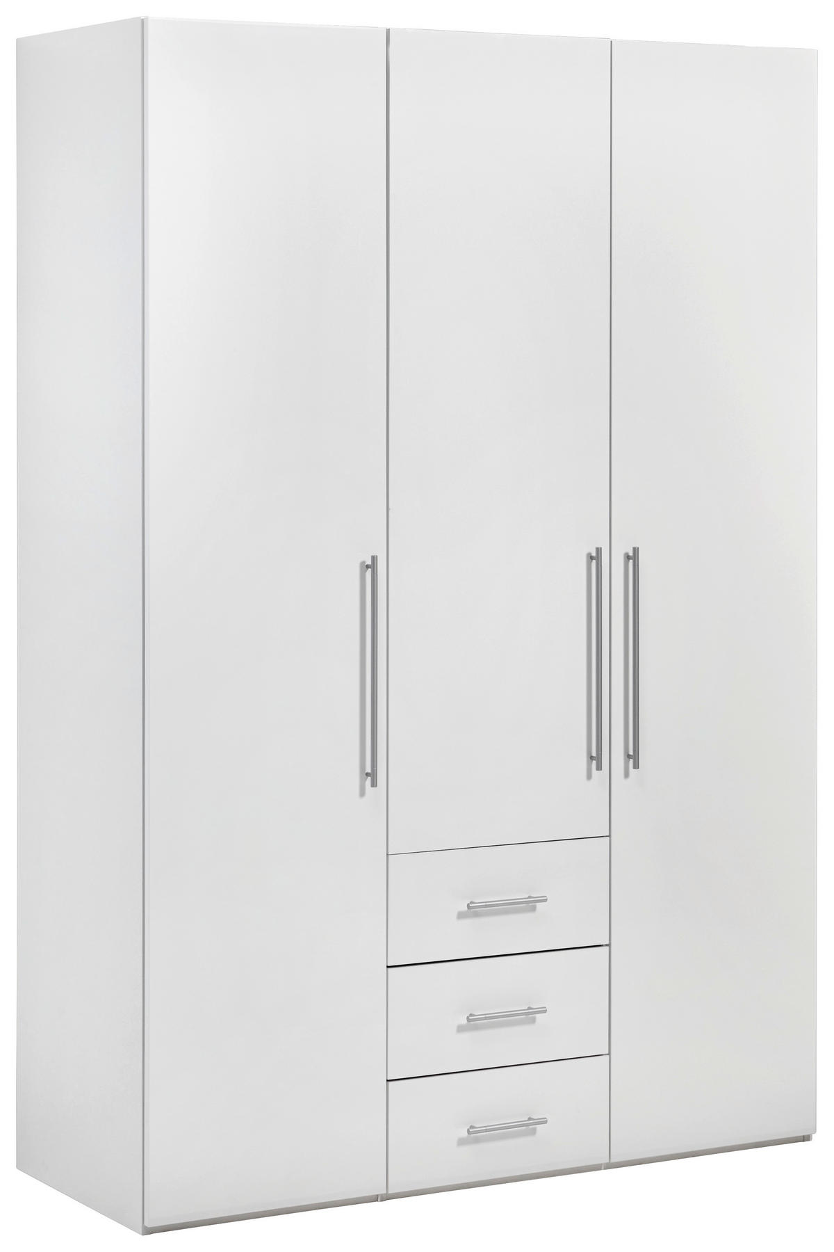 GARDEROB MED GÅNGJÄRN 146,6/218,6/59,5 cm 3-dörrar - vit/aluminiumfärg, Klassisk, metall/trämaterial (146,6/218,6/59,5cm) - Best Price