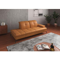 RÉCAMIERE Currygelb Echtleder  - Currygelb/Schwarz, KONVENTIONELL, Leder/Metall (231/90/122cm) - Sit & More